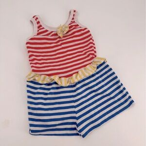 Vintage Buster Brown Stripe Playsuit Jumper Romper Sunsuit Girls 6 6X